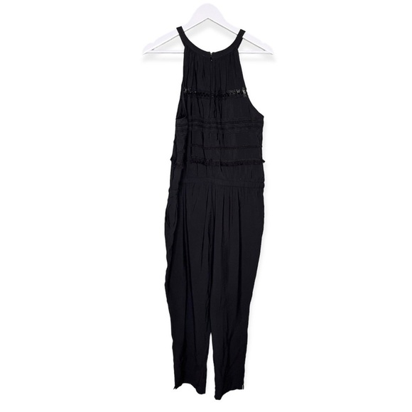 Ann Taylor Loft‎ Women’s Sleeveless Halter Neck Pocket Jumpsuit Black Size Large - Picture 2 of 7